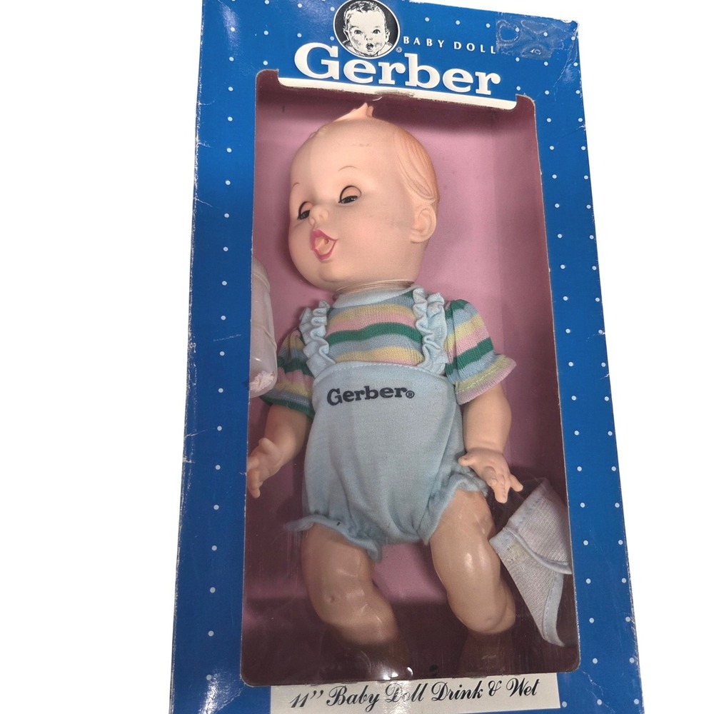Gerber Baby Doll Drink & Wet 11" Blue New 1991 Vintage Lucky Industrial 59111